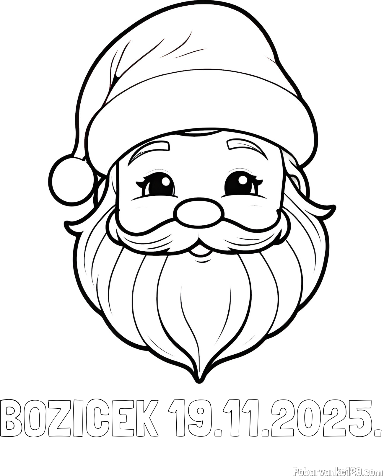 Pobarvanka imena BOŽIČEK 19.11.2025. in pobarvanka ljubke božičkove glave