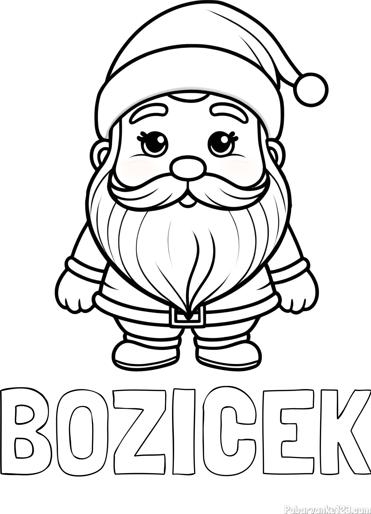 Pobarvanka imena BOŽIČEK in otroška pobarvanka ljubkega Božička
