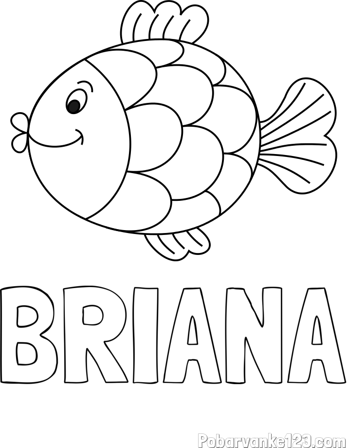 Pobarvanka imena BRIANA in pobarvanka ribice