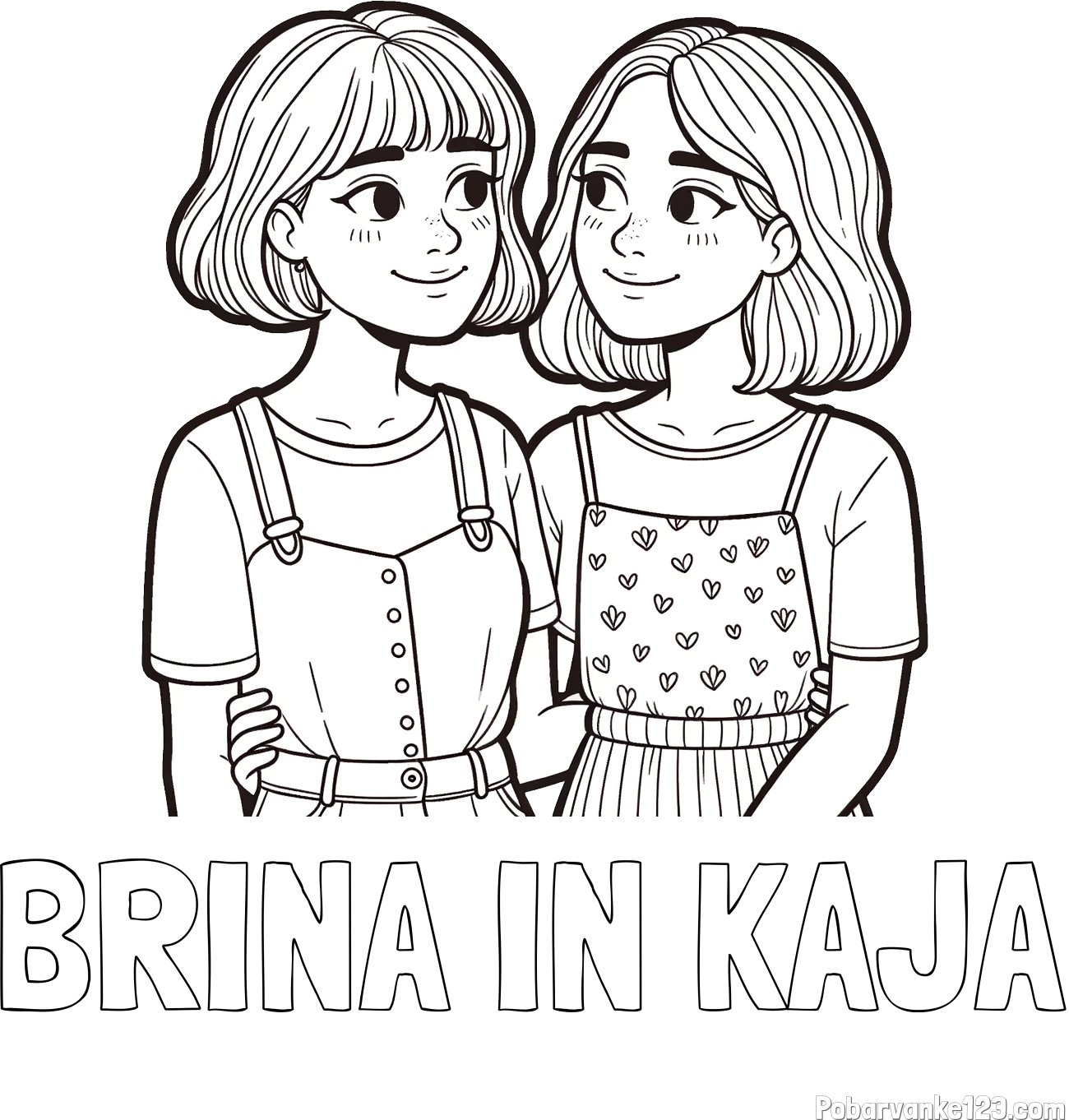 Pobarvanka imena BRINA IN KAJA in pobarvanka dveh najboljših prijateljic