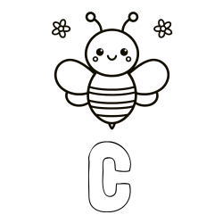 Online izdelana pobarvanka - Pobarvanka imena Č in otroška pobarvanka čebele