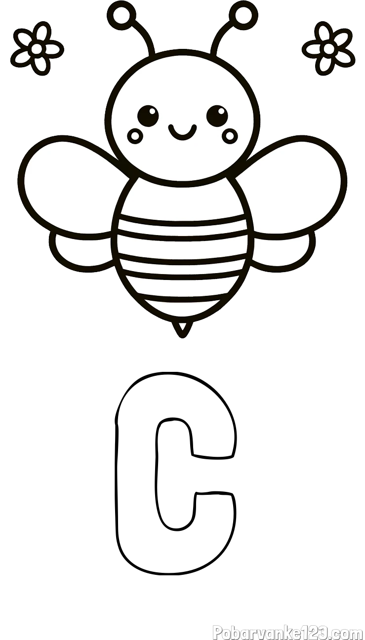 Pobarvanka imena Č in otroška pobarvanka čebele