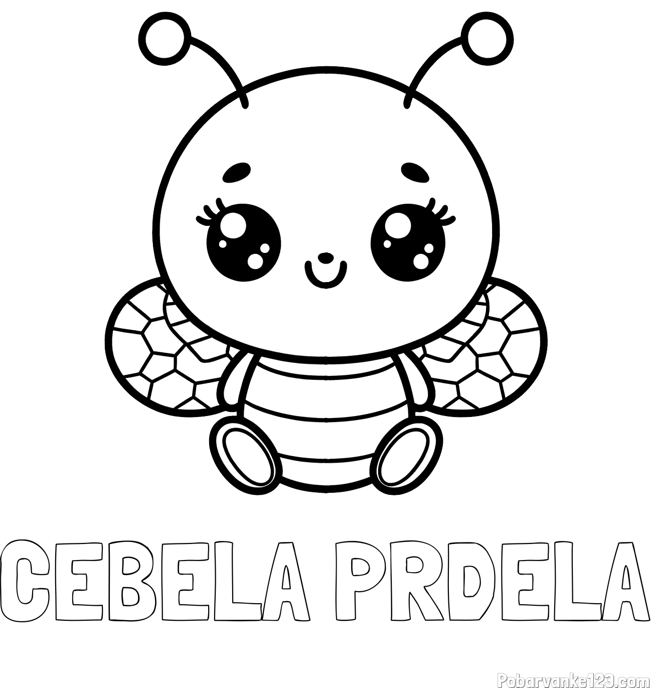 Pobarvanka imena ČEBELA PRDELA in otroška pobarvanka ljubke čebele