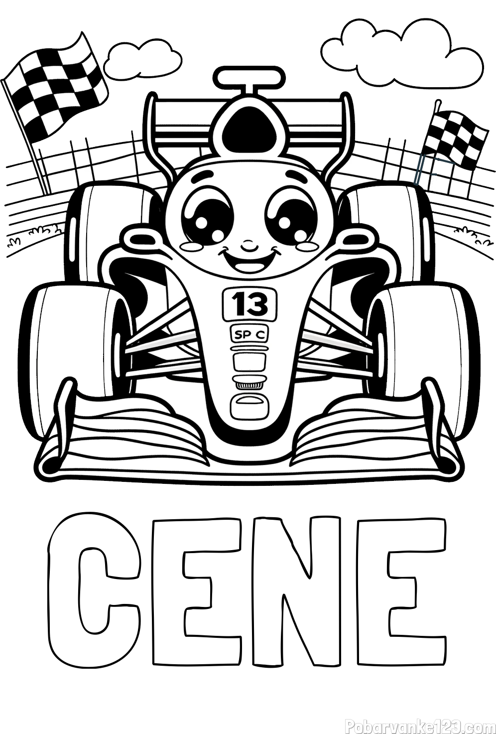Pobarvanka imena CENE in otroška pobarvanka FORMULA 1