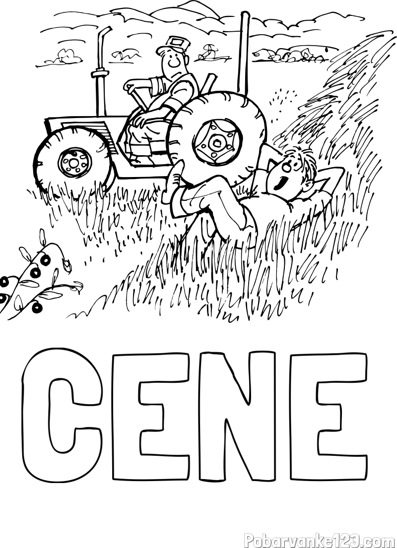 Pobarvanka imena CENE in pobarvanka traktor