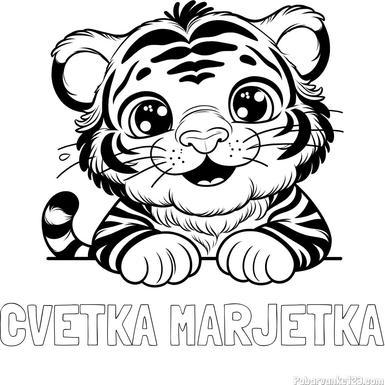 Pobarvanka imena CVETKA MARJETKA in pobarvanka tigrček