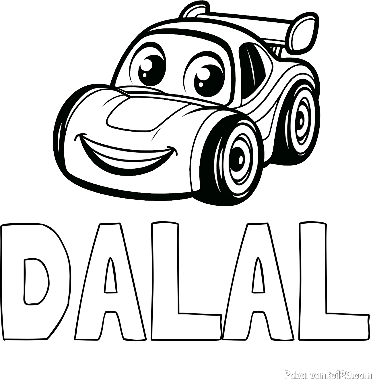 Pobarvanka imena DALAL in pobarvanka otroškega avtomobila