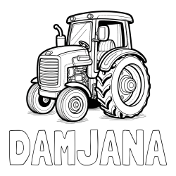 Online izdelana pobarvanka - Pobarvanka imena DAMJANA in pobarvanka starega, a lepega traktorja
