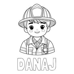 Online izdelana pobarvanka - Pobarvanka imena DANAJ in pobarvanka mladega gasilca