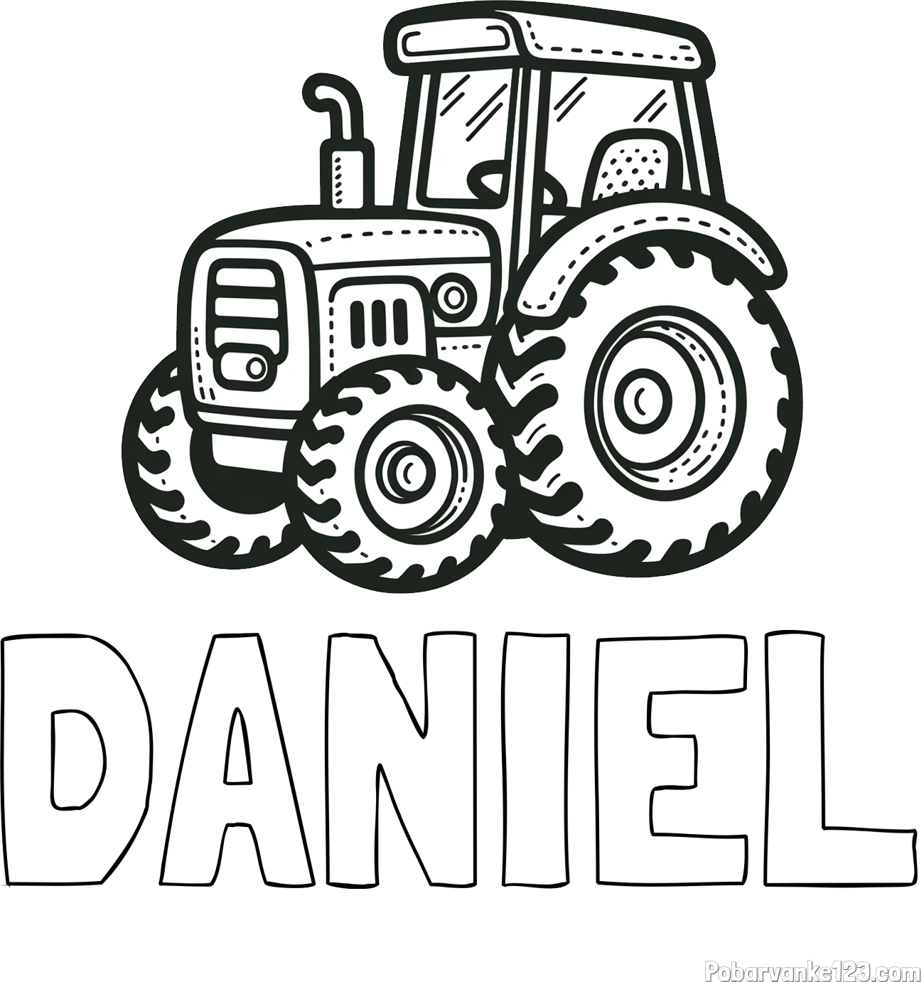 Pobarvanka imena DANIEL in pobarvanka čudovitega traktorja