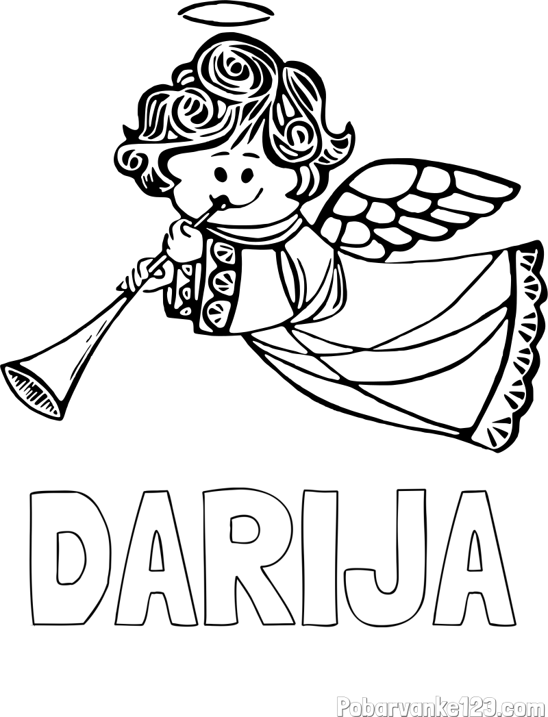 Pobarvanka imena DARIJA in pobarvanka angelčka