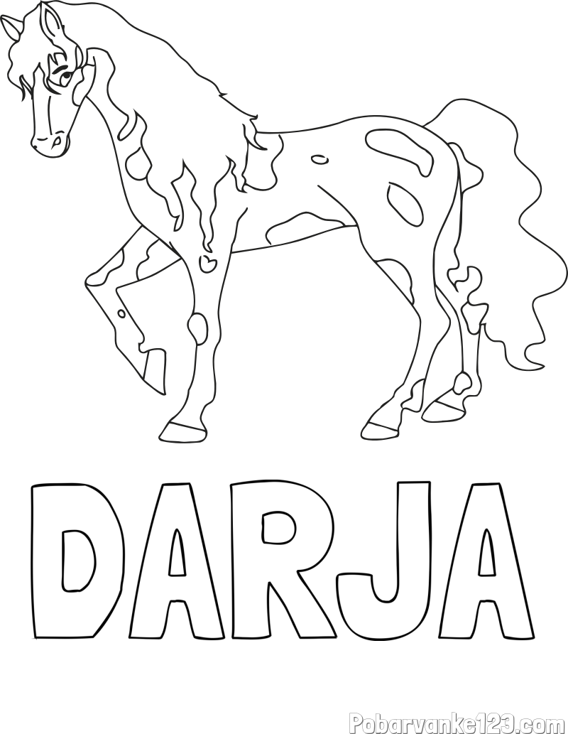 Pobarvanka imena DARJA in pobarvanka lisastega konja