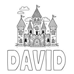 Online izdelana pobarvanka - Pobarvanka imena DAVID in pobarvnaka velikega gradu