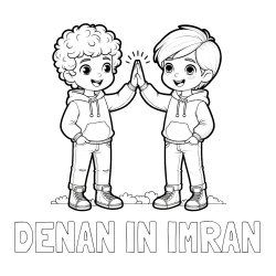 Online izdelana pobarvanka - Pobarvanka imena DENAN IN IMRAN in pobarvanka prijatlejev