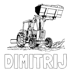 Online izdelana pobarvanka - Pobarvanka imena DIMITRIJ in pobarvanka traktorja