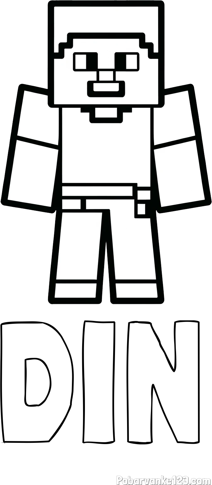 Pobarvanka imena DIN in pobarvanka Minecraft figurice