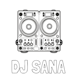 Pobarvanka imena DJ SANA in pobarvanka DJ MIXER