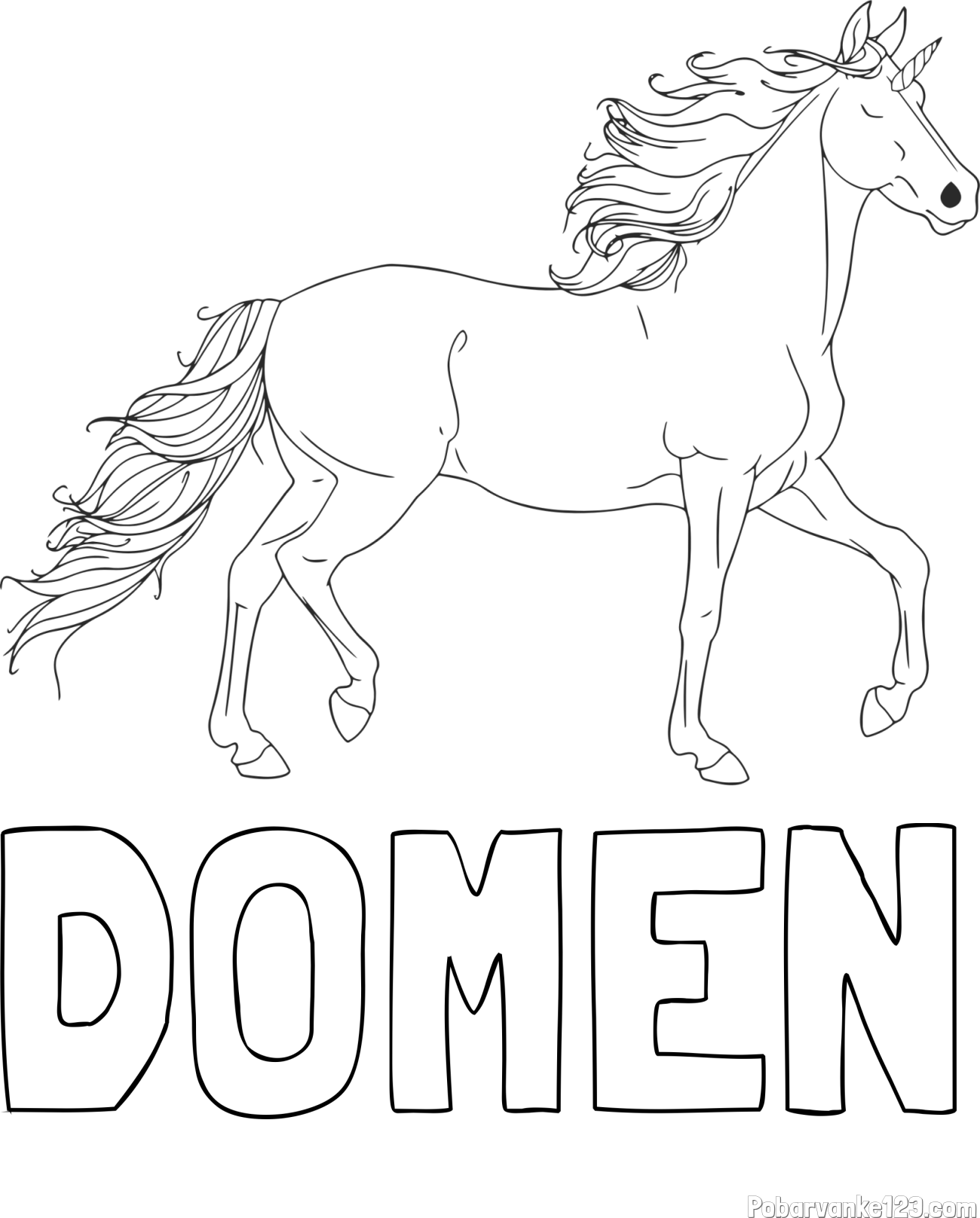 Pobarvanka imena DOMEN in samorog
