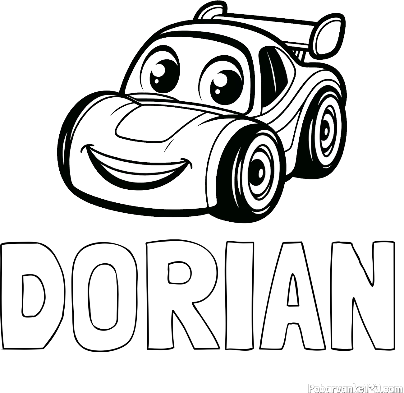 Pobarvanka imena DORIAN in pobarvanka otroškega avtomobila