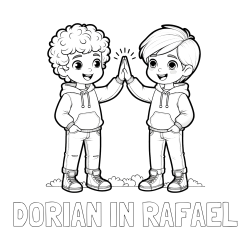 Online izdelana pobarvanka - Pobarvanka imena DORIAN IN RAFAEL in pobarvanka prijatlejev