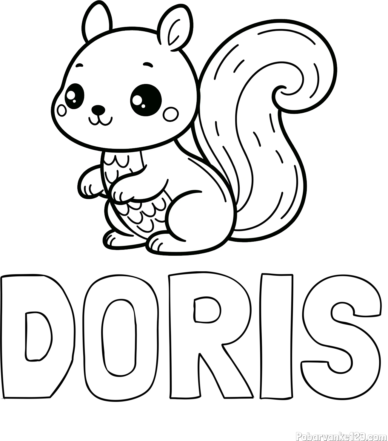 Pobarvanka imena DORIS in pobarvanka ljubke veverice