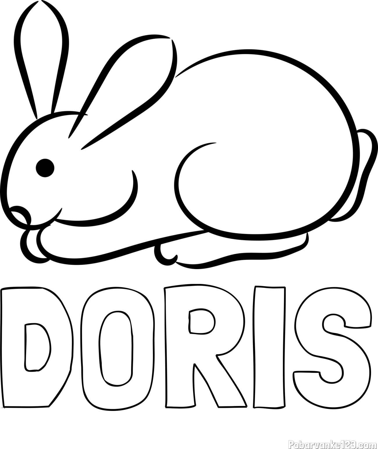 Pobarvanka imena DORIS in pobarvanka majhnega zajčka
