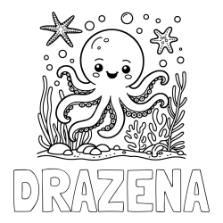 Online izdelana pobarvanka - Pobarvanka imena DRAŽENA in pobarvanka hobotnice