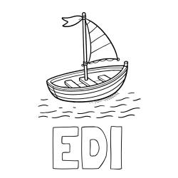 Online izdelana pobarvanka - Pobarvanka imena EDI in preprosta pobarvanka ladjice