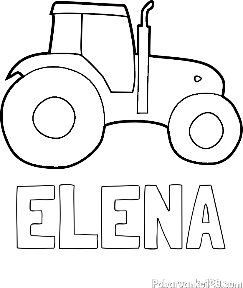 Pobarvanka imena ELENA in otroška pobarvanka traktorja