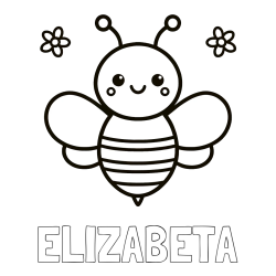 Online izdelana pobarvanka - Pobarvanka imena ELIZABETA in otroška pobarvanka čebele