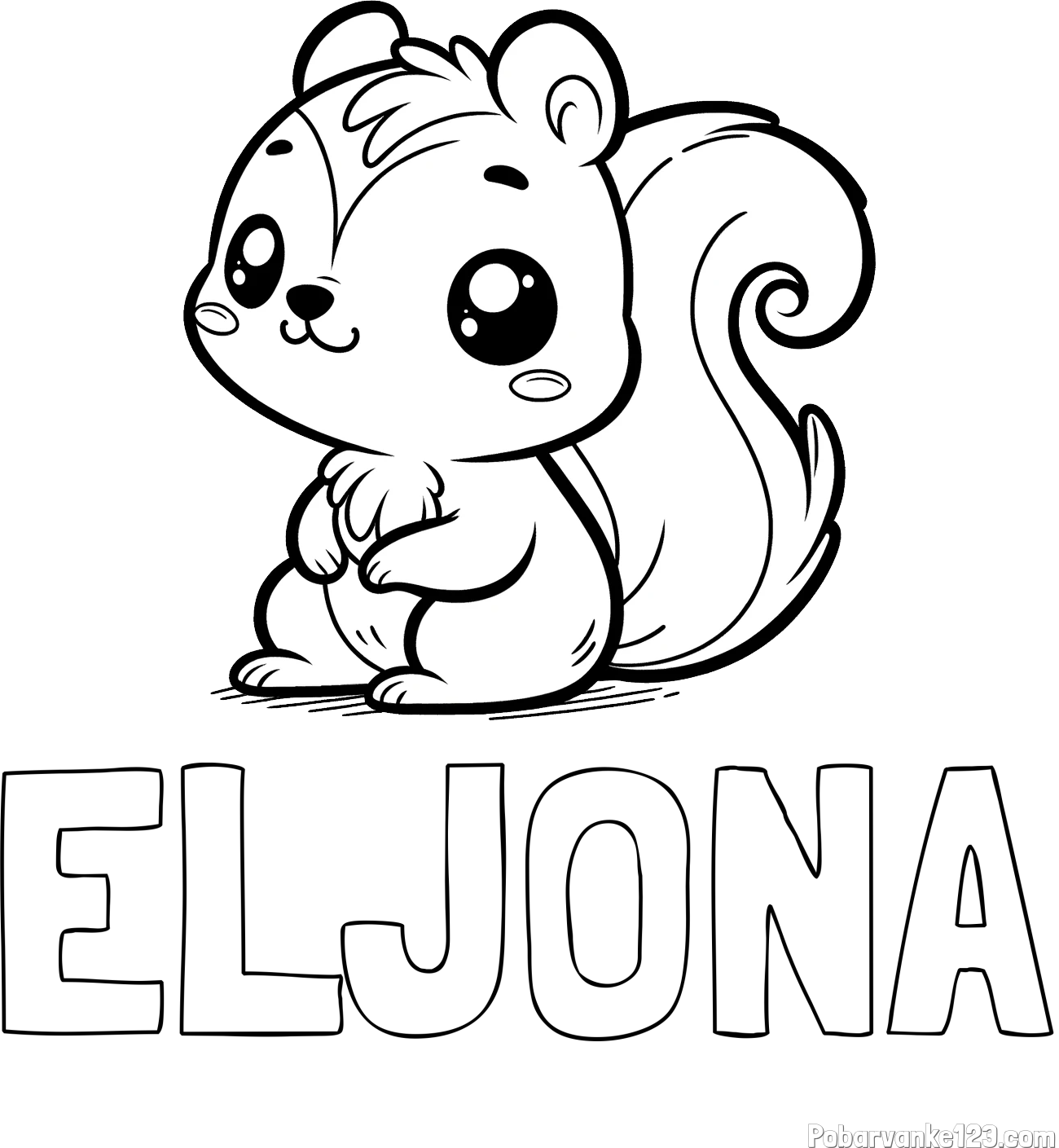 Pobarvanka imena ELJONA in pobarvanka veverice