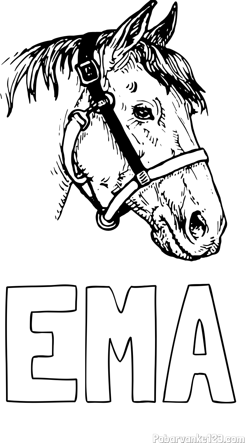 Pobarvanka imena EMA in konjska glava