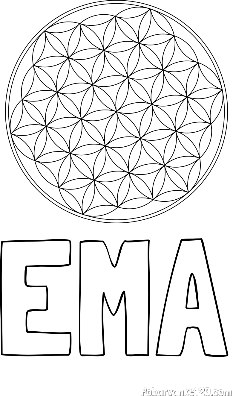 Pobarvanka imena EMA in mandale