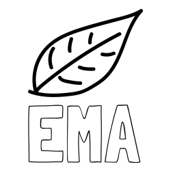 Online izdelana pobarvanka - Pobarvanka imena EMA in otroška pobarvanka jesenskega lista