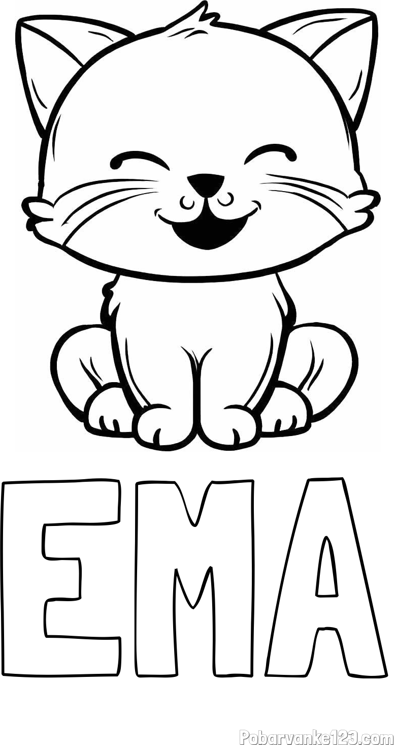 Pobarvanka imena EMA in pobarvanka prikupne mačke
