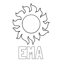 Online izdelana pobarvanka - Pobarvanka imena EMA in pobarvanka sonca