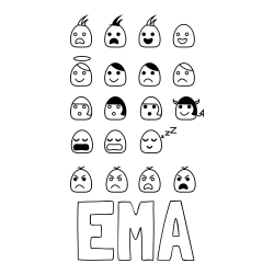 Online izdelana pobarvanka - Pobarvanka imena EMA in pobarvanka z zbirko 19ih smeškov