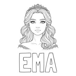 Pobarvanka imena EMA in princeske