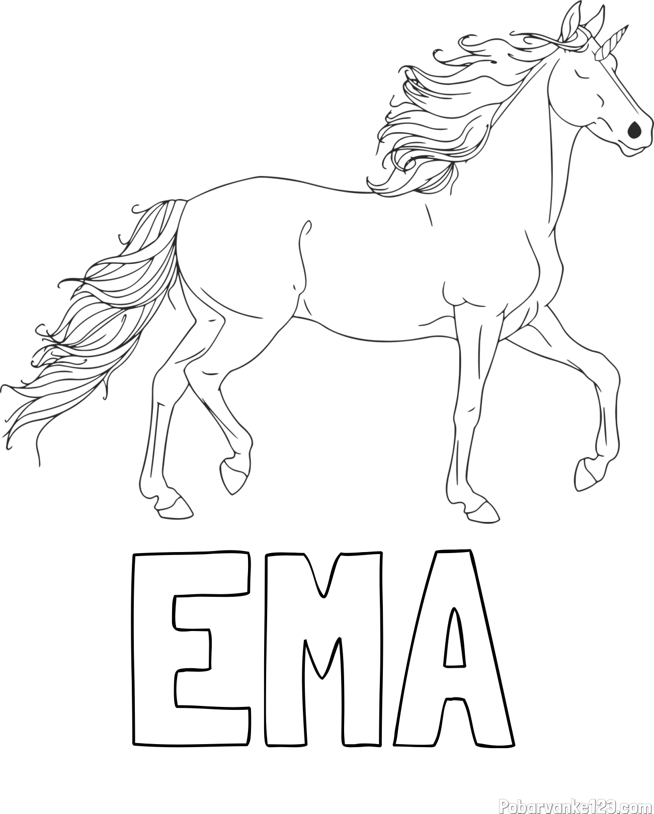 Pobarvanka imena EMA in samorog
