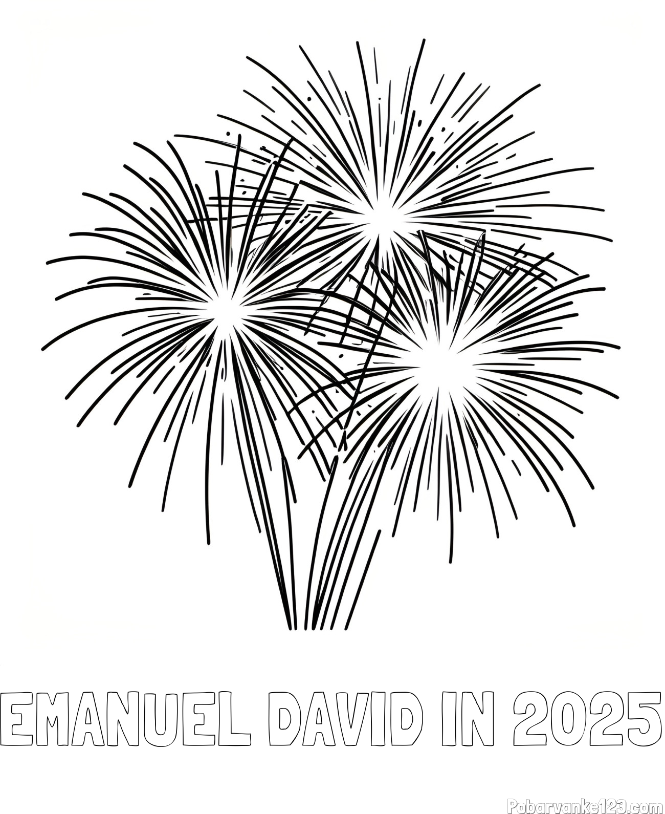 Pobarvanka imena EMANUEL DAVID IN 2025 in lepa pobarvanka ognjemeta