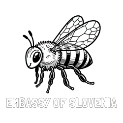 Online izdelana pobarvanka - Pobarvanka imena EMBASSY OF SLOVENIA in otroška pobarvanka čebele (realistična)