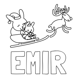 Online izdelana pobarvanka - Pobarvanka imena EMIR in božične sani