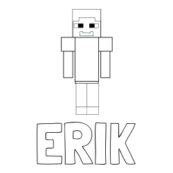 Online izdelana pobarvanka - Pobarvanka imena ERIK in pobarvanka Minecraft glavnega junaka