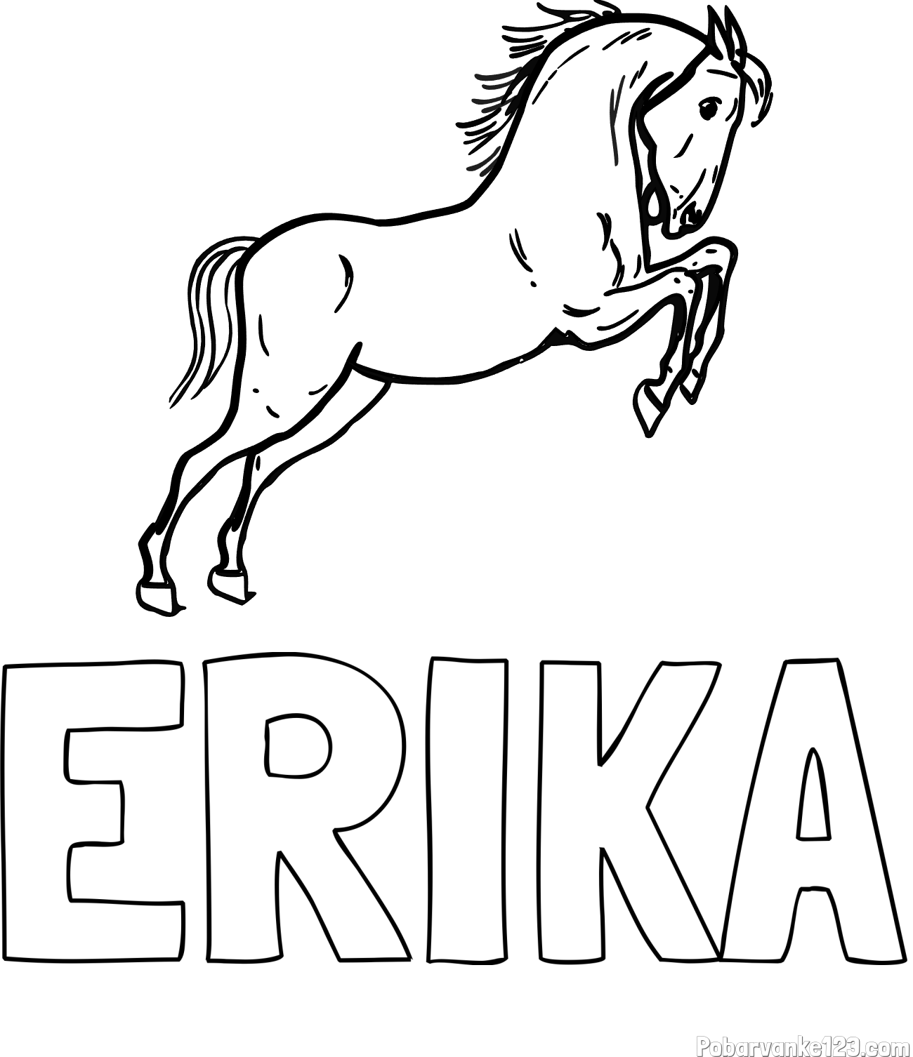 Pobarvanka imena ERIKA in pobarvanka konja v skoku