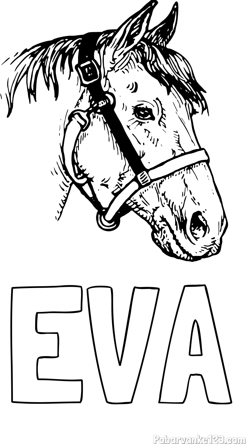 Pobarvanka imena EVA in konjska glava