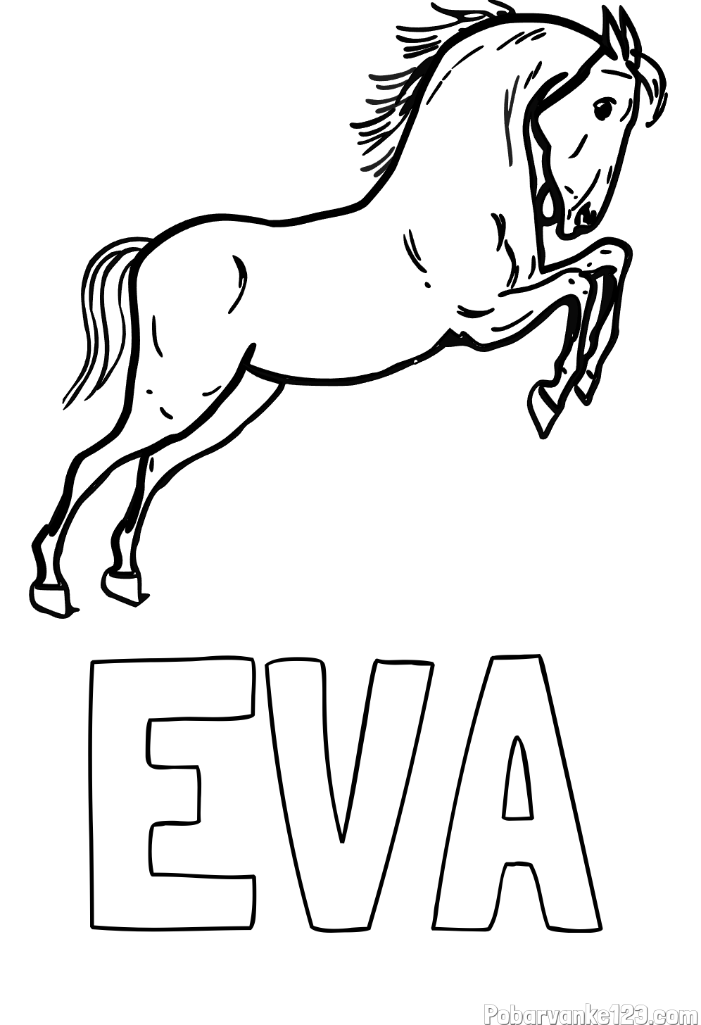 Pobarvanka imena EVA in pobarvanka konja v skoku