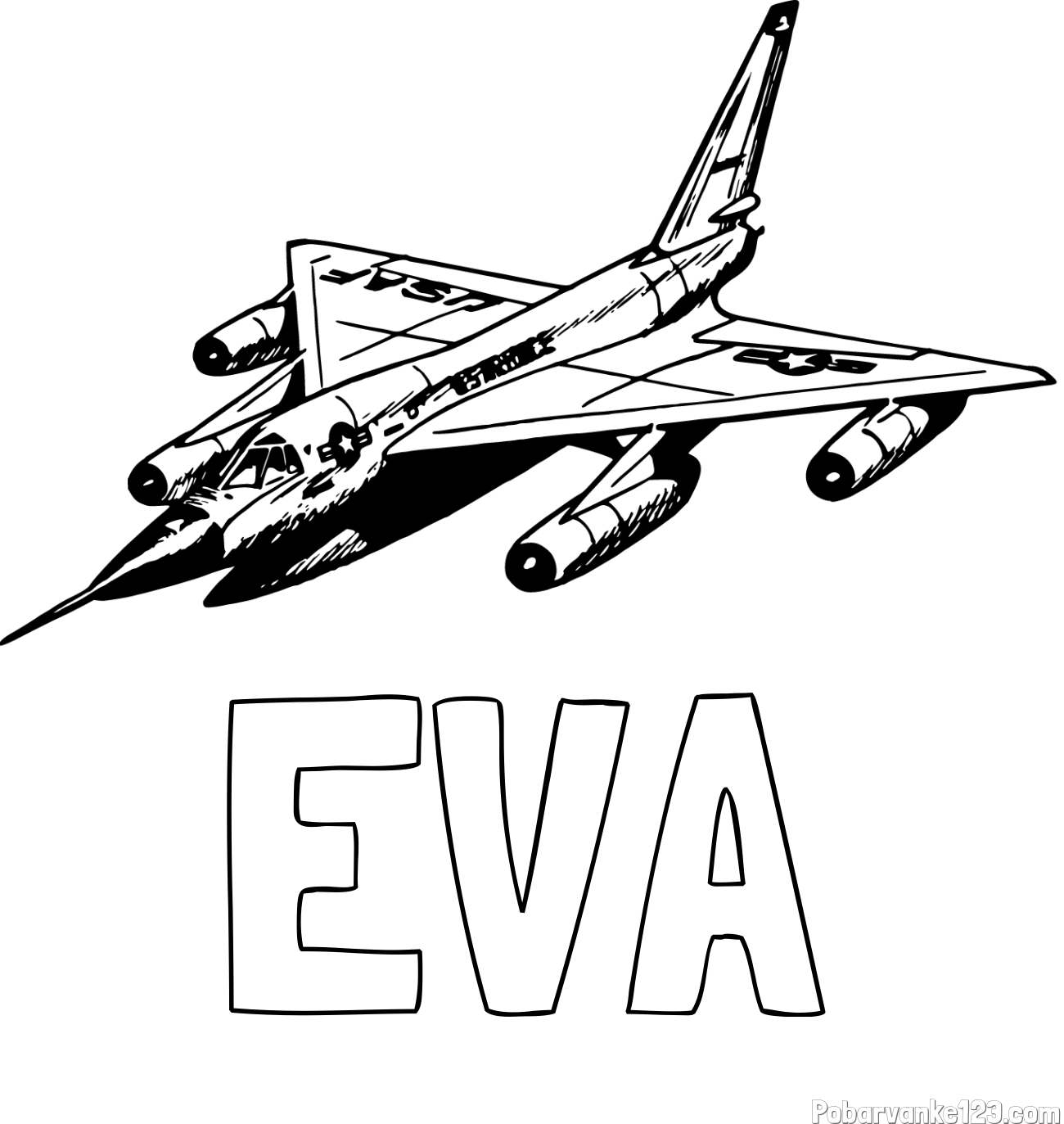 Pobarvanka imena EVA in pobarvanka vojaškega lovca