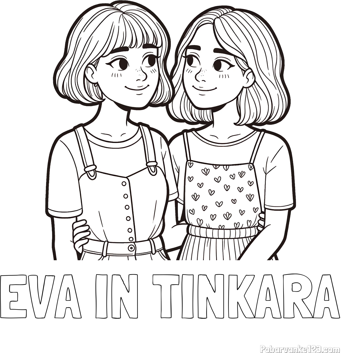 Pobarvanka imena EVA IN TINKARA in pobarvanka dveh najboljših prijateljic