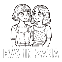 Online izdelana pobarvanka - Pobarvanka imena EVA IN ŽANA in pobarvanka dveh najboljših prijateljic