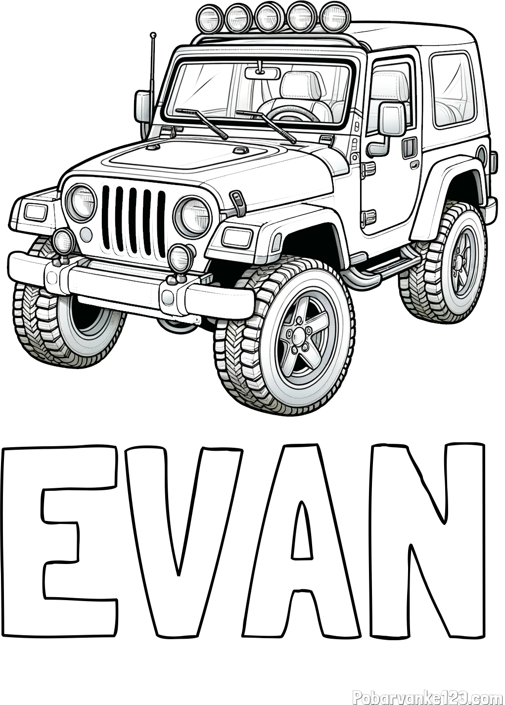 Pobarvanka imena EVAN in pobarvanka džipa